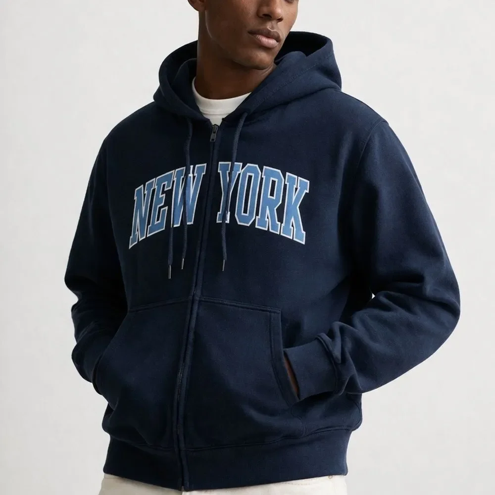 New York Zip-Up Hoodie Unisex Oversized Streetwear” Sz Large NWT